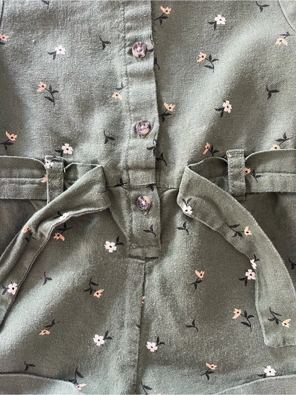 Old Navy Olive Green Floral Belted Romper